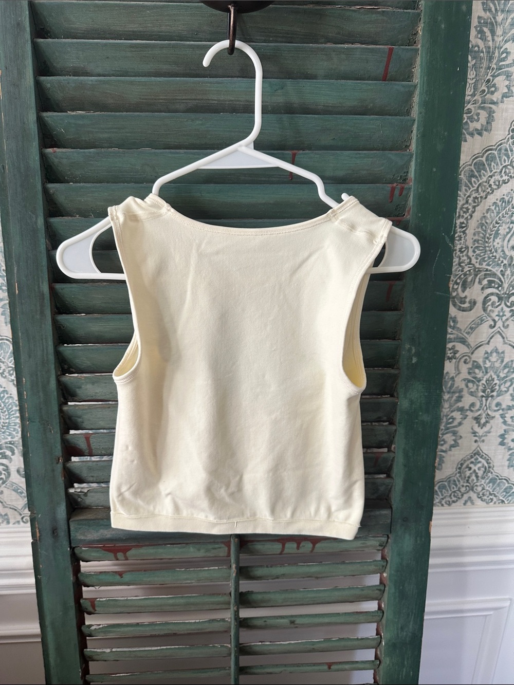 Women’s Crop Sleeveless Cream low back Tank Top